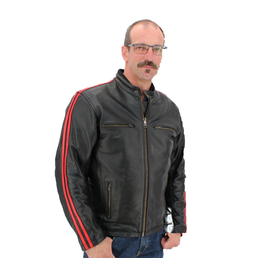 MC-Skinnjacka Nasville -herr, med röda linjer