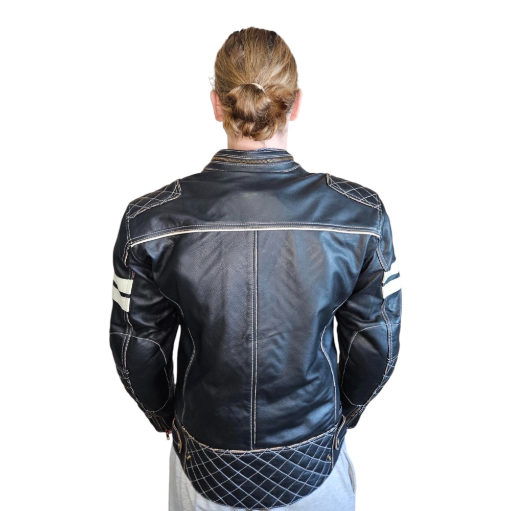 Nervada förstklassig skinnjacka i kraftigt koskinn - Bild 4