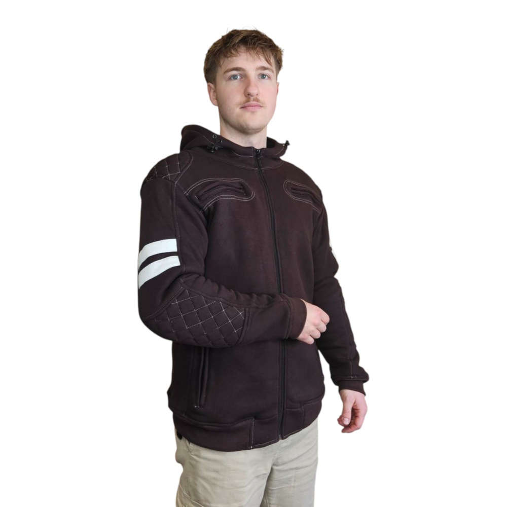 Kevlar Hoodie Brun Med Vita Streck - Bild 3