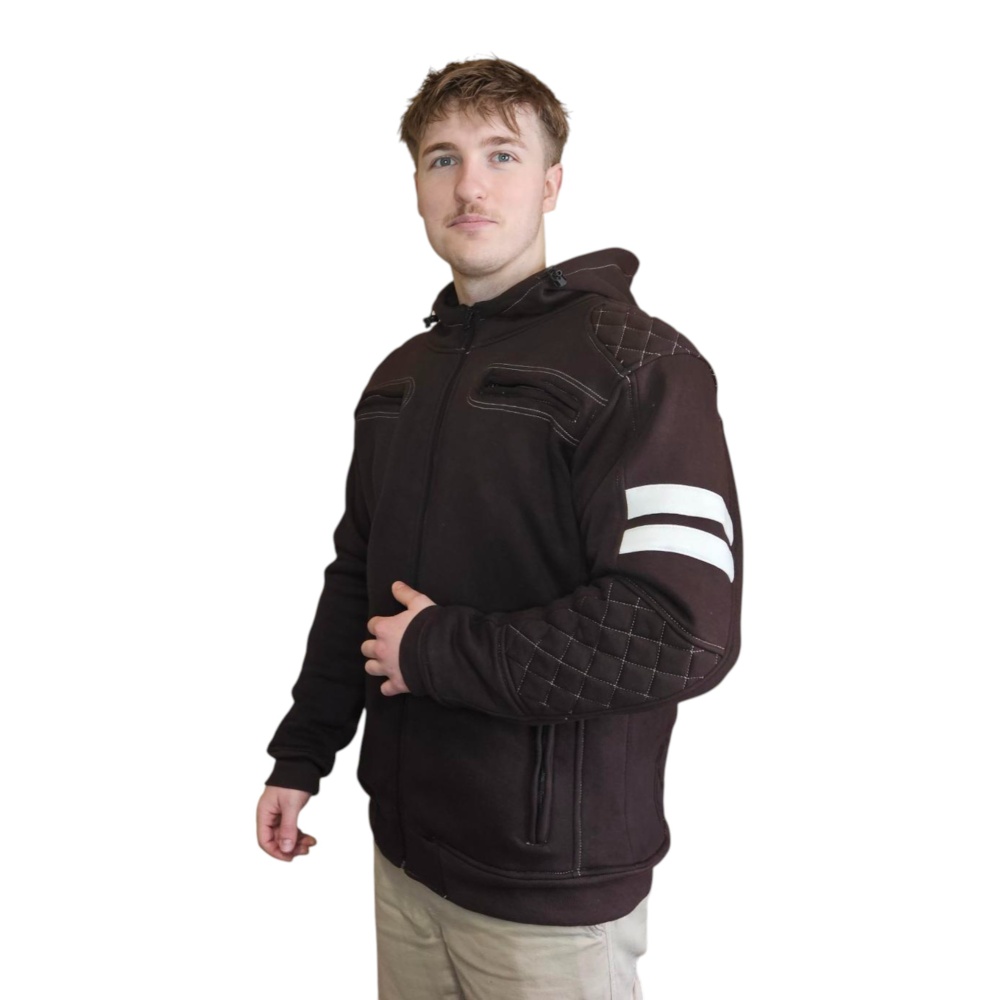 Kevlar Hoodie Brun Med Vita Streck