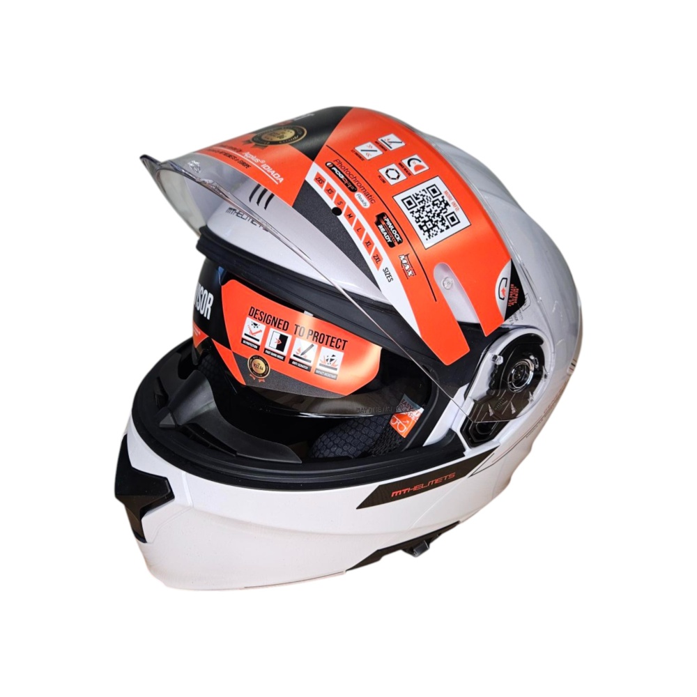 MC-Motorcykelhjälm Flip Up Vit
